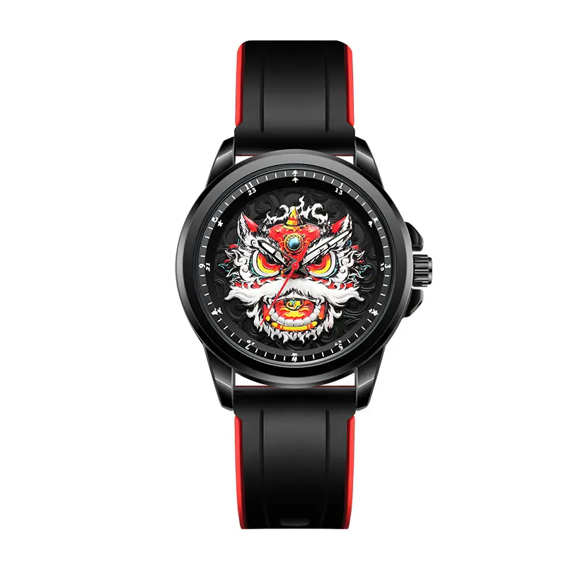 Waterproof Dragon Design Men's Watch Black Red