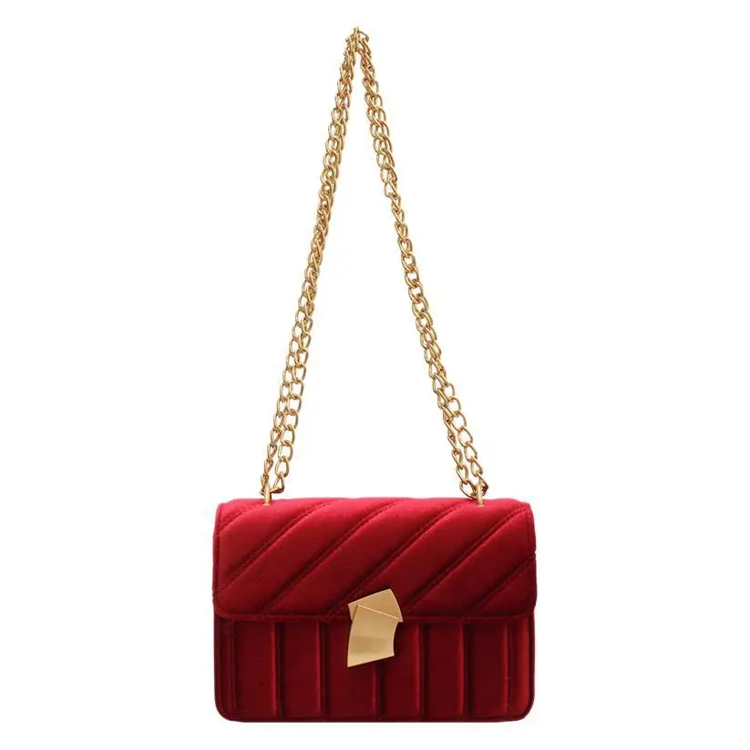 Green Velvet Chain Shoulder Bag for Women - Image 9