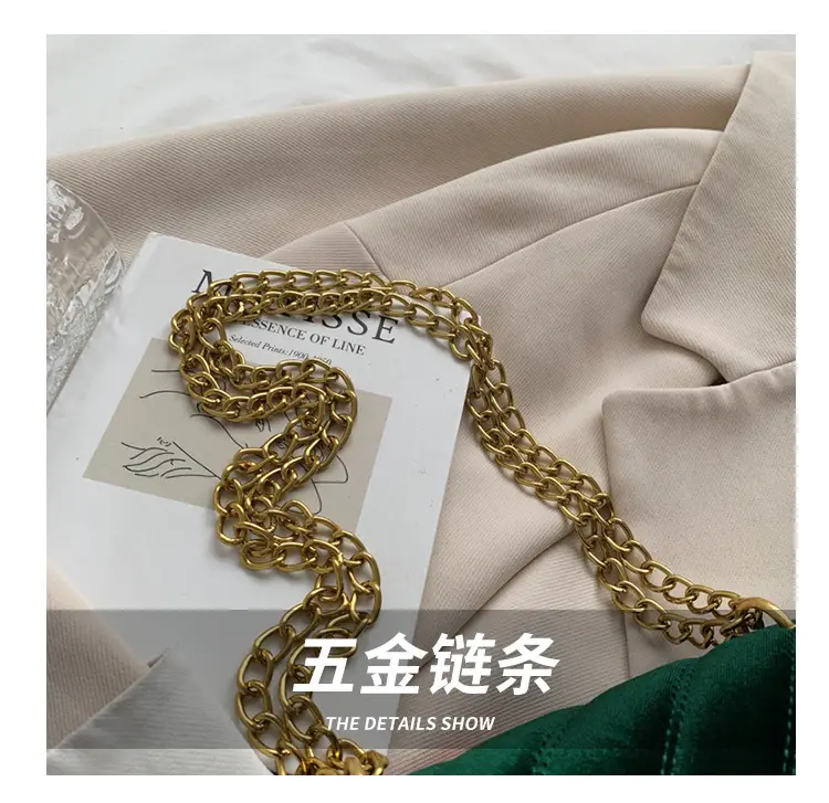 Green Velvet Chain Shoulder Bag for Women — feature 6