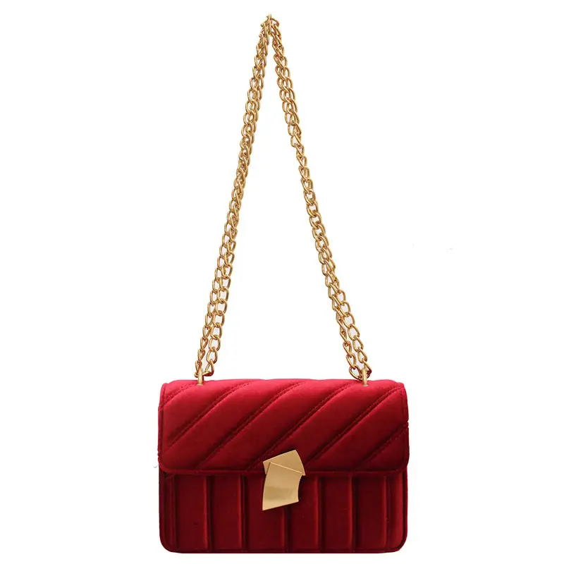 Green Velvet Chain Shoulder Bag for Women - Image 4