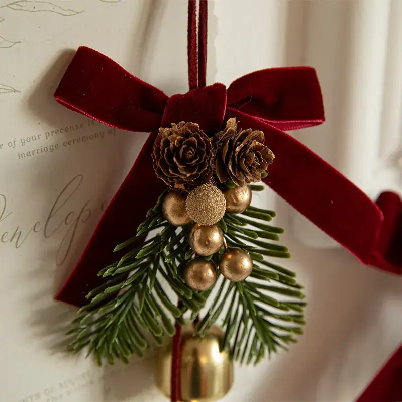 Christmas Bell Pendant with Pinecone Decor 16cm - Image 6