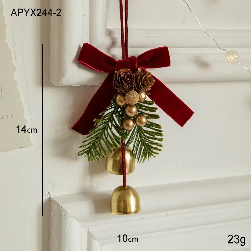 Christmas Bell Pendant with Pinecone Decor 16cm - Image 2