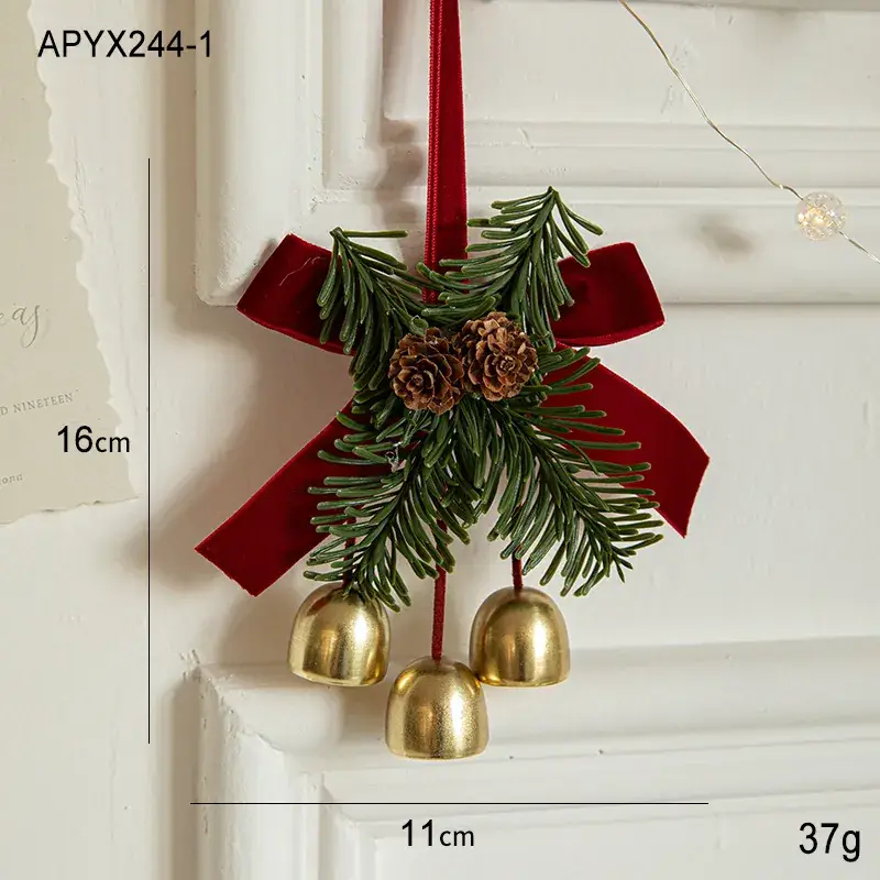 Christmas Bell Pendant with Pinecone Decor 16cm - Image 3