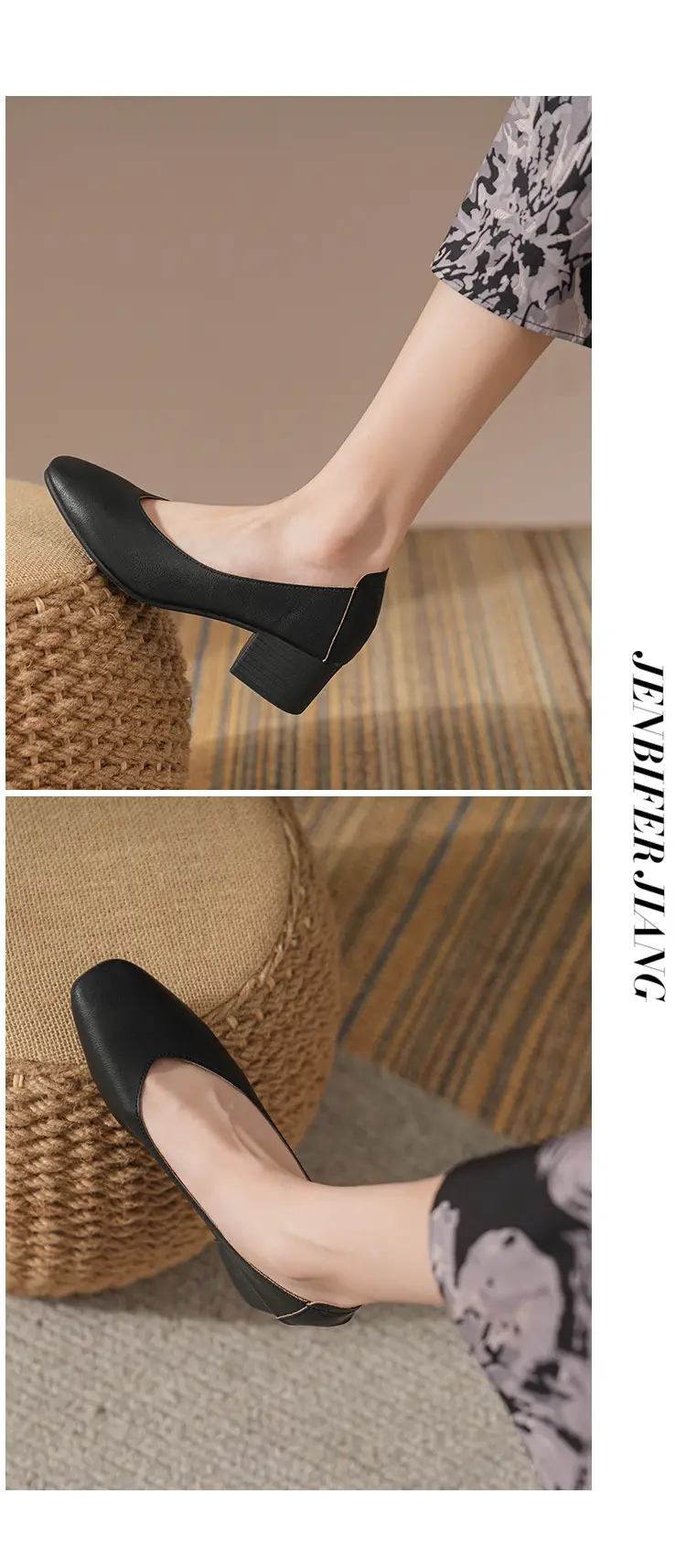 Commuter Milk Shoes Women's Retro Soft Leather V-Mouth Mid-Heel Fairy High Heels Women's Thick Heel Mary Jane Shoes Women's Shoes Women's Summer — feature 13