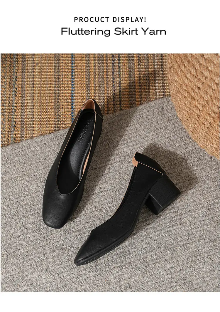 Commuter Milk Shoes Women's Retro Soft Leather V-Mouth Mid-Heel Fairy High Heels Women's Thick Heel Mary Jane Shoes Women's Shoes Women's Summer — feature 14