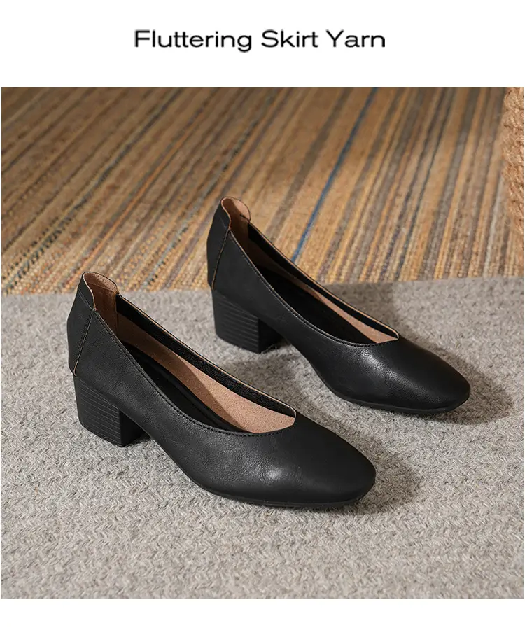 Commuter Milk Shoes Women's Retro Soft Leather V-Mouth Mid-Heel Fairy High Heels Women's Thick Heel Mary Jane Shoes Women's Shoes Women's Summer — feature 15