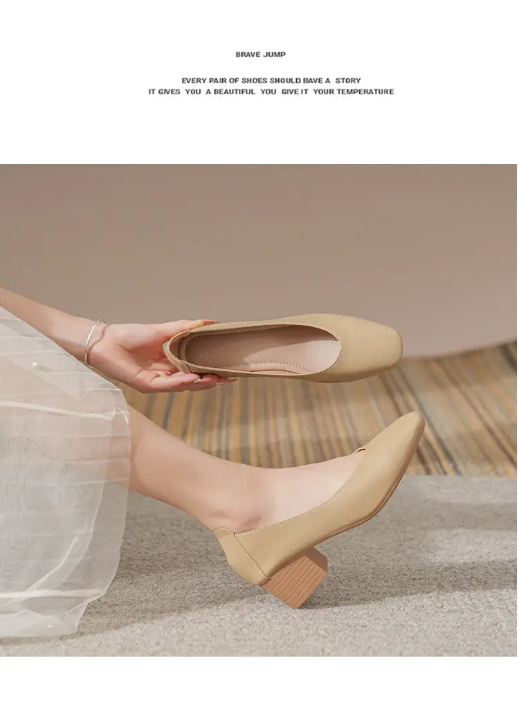Commuter Milk Shoes Women's Retro Soft Leather V-Mouth Mid-Heel Fairy High Heels Women's Thick Heel Mary Jane Shoes Women's Shoes Women's Summer — feature 18