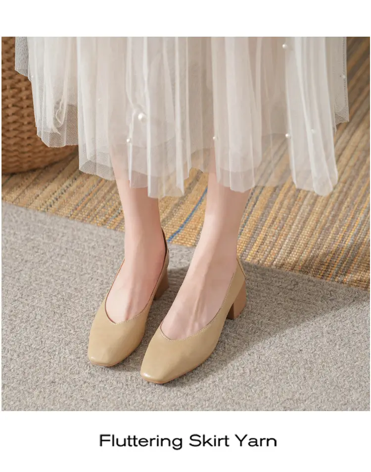 Commuter Milk Shoes Women's Retro Soft Leather V-Mouth Mid-Heel Fairy High Heels Women's Thick Heel Mary Jane Shoes Women's Shoes Women's Summer — feature 20