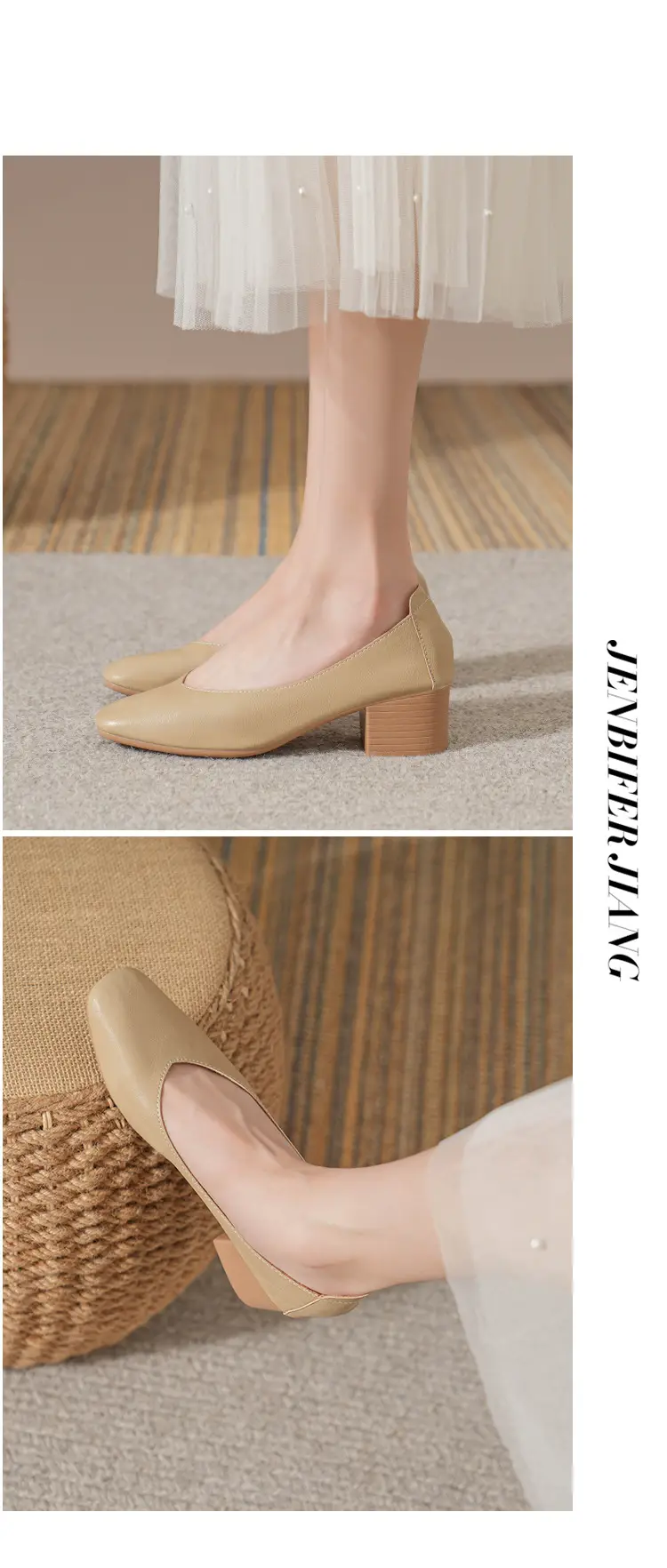 Commuter Milk Shoes Women's Retro Soft Leather V-Mouth Mid-Heel Fairy High Heels Women's Thick Heel Mary Jane Shoes Women's Shoes Women's Summer — feature 22