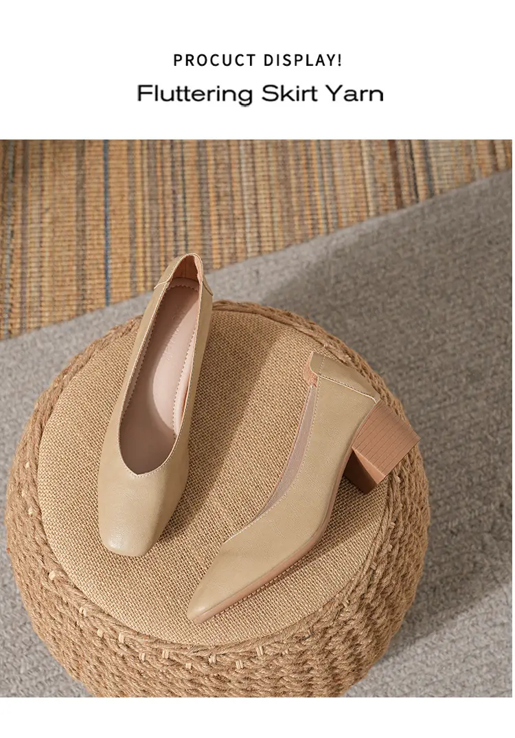 Commuter Milk Shoes Women's Retro Soft Leather V-Mouth Mid-Heel Fairy High Heels Women's Thick Heel Mary Jane Shoes Women's Shoes Women's Summer — feature 23