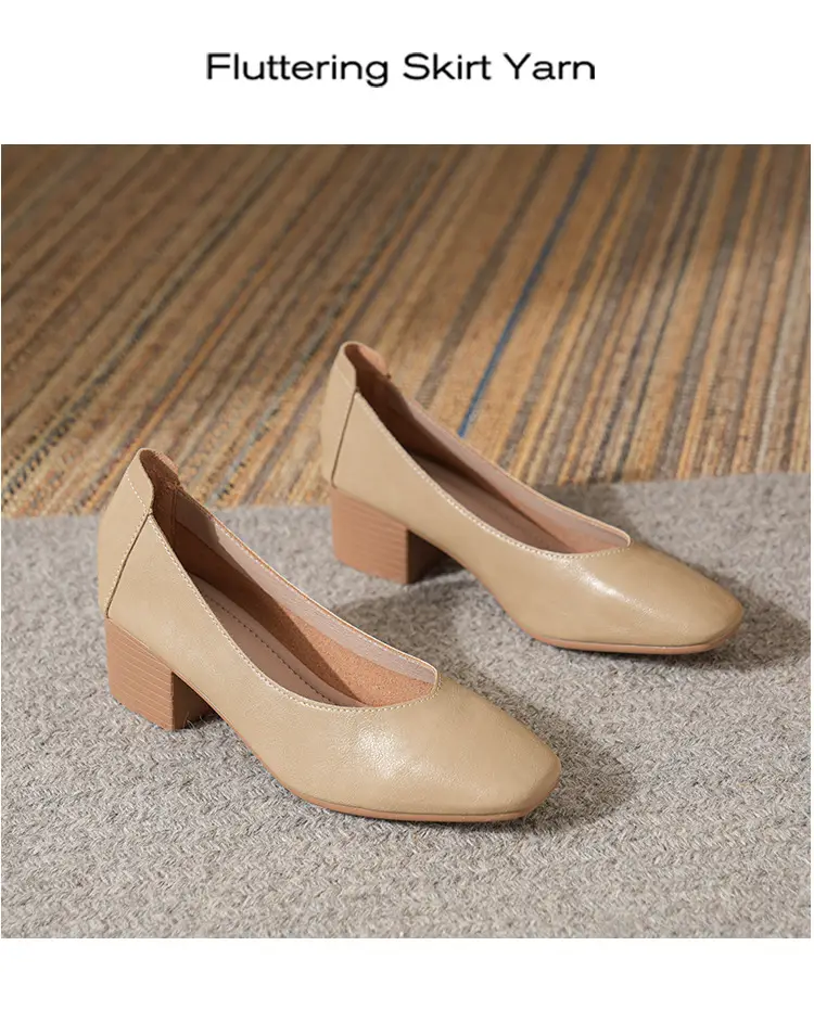 Commuter Milk Shoes Women's Retro Soft Leather V-Mouth Mid-Heel Fairy High Heels Women's Thick Heel Mary Jane Shoes Women's Shoes Women's Summer — feature 24