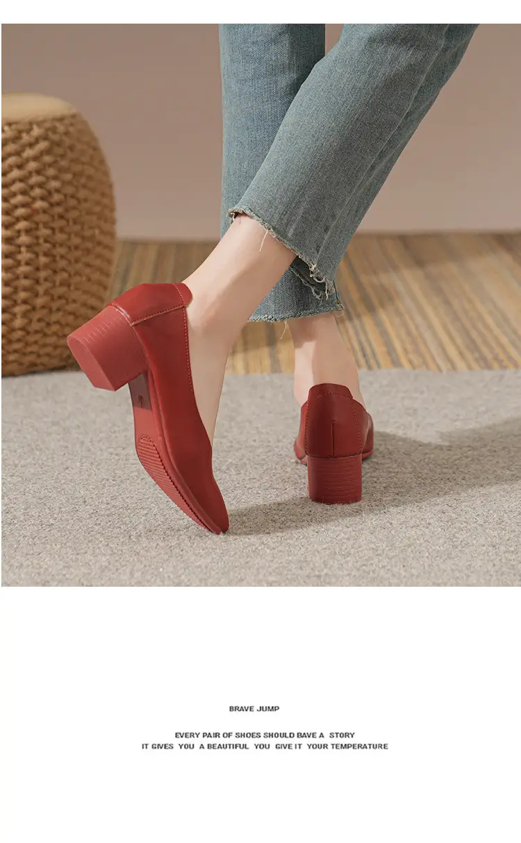 Commuter Milk Shoes Women's Retro Soft Leather V-Mouth Mid-Heel Fairy High Heels Women's Thick Heel Mary Jane Shoes Women's Shoes Women's Summer — feature 30