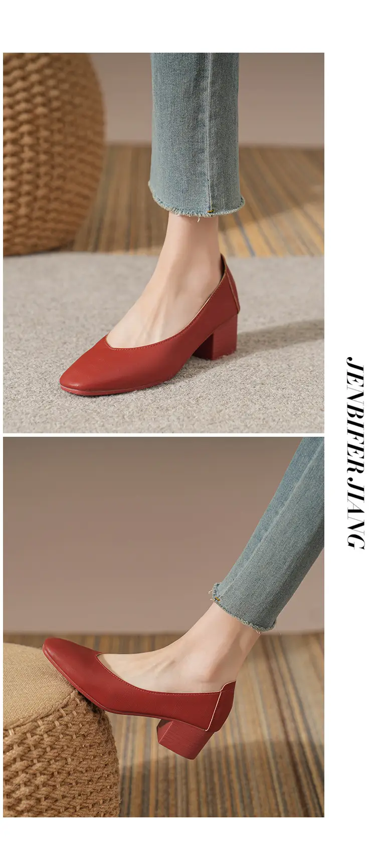 Commuter Milk Shoes Women's Retro Soft Leather V-Mouth Mid-Heel Fairy High Heels Women's Thick Heel Mary Jane Shoes Women's Shoes Women's Summer — feature 31