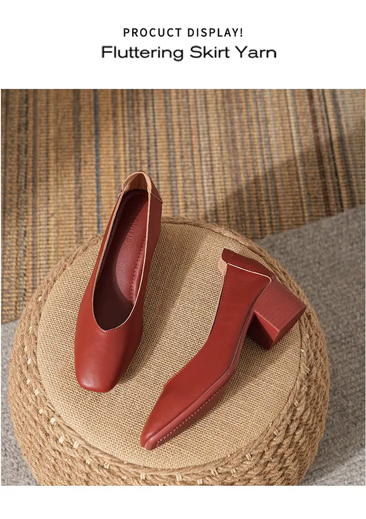 Commuter Milk Shoes Women's Retro Soft Leather V-Mouth Mid-Heel Fairy High Heels Women's Thick Heel Mary Jane Shoes Women's Shoes Women's Summer — feature 32