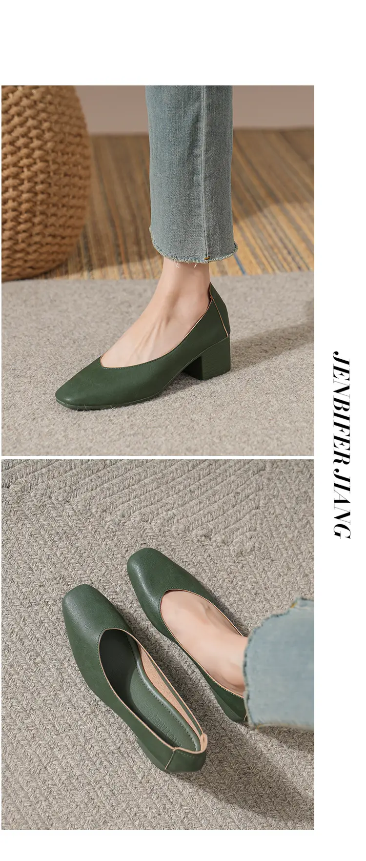 Commuter Milk Shoes Women's Retro Soft Leather V-Mouth Mid-Heel Fairy High Heels Women's Thick Heel Mary Jane Shoes Women's Shoes Women's Summer — feature 40