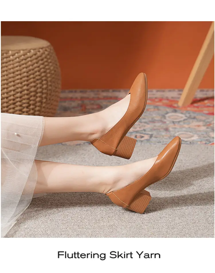 Commuter Milk Shoes Women's Retro Soft Leather V-Mouth Mid-Heel Fairy High Heels Women's Thick Heel Mary Jane Shoes Women's Shoes Women's Summer — feature 47
