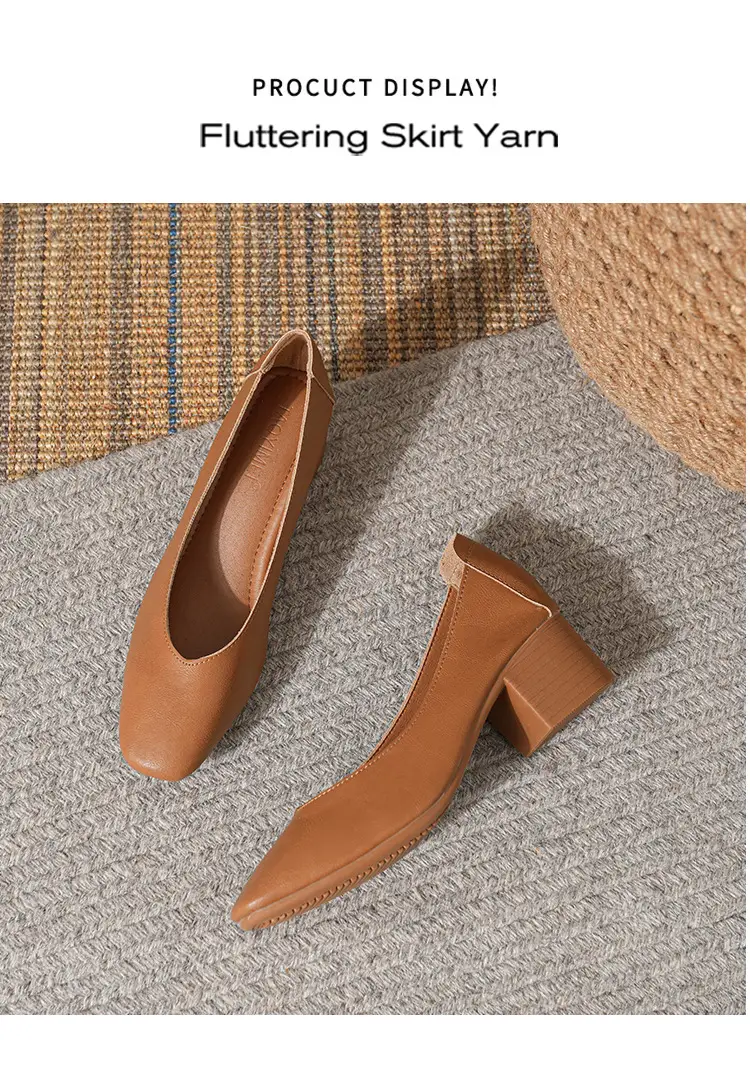 Commuter Milk Shoes Women's Retro Soft Leather V-Mouth Mid-Heel Fairy High Heels Women's Thick Heel Mary Jane Shoes Women's Shoes Women's Summer — feature 50