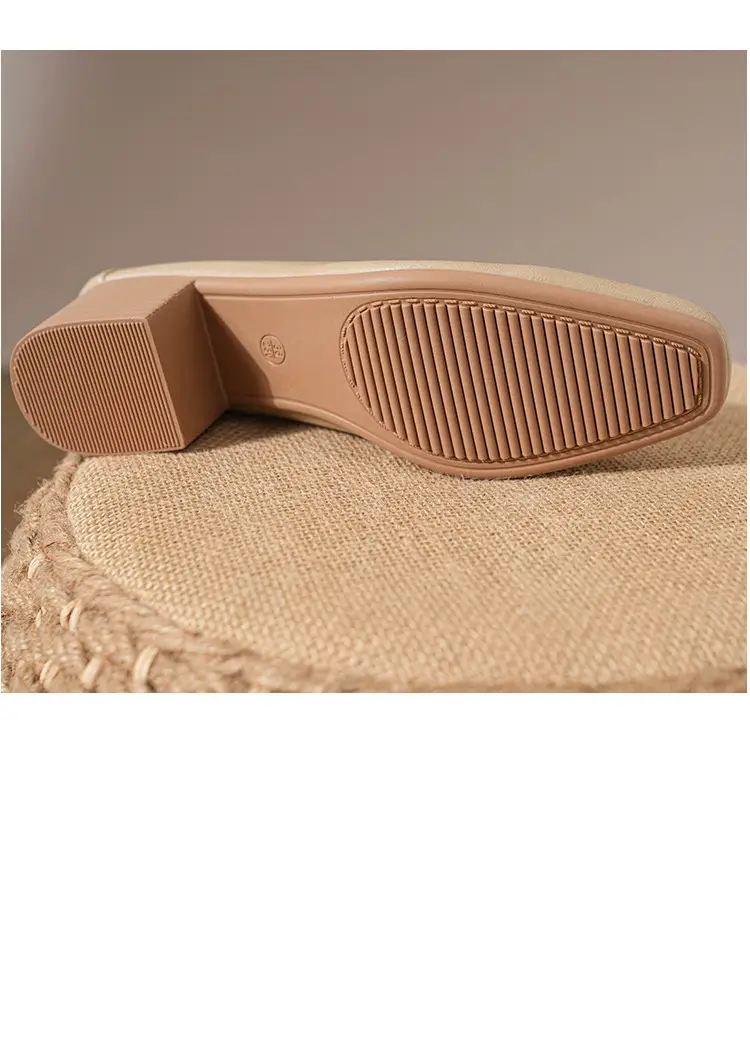 Commuter Milk Shoes Women's Retro Soft Leather V-Mouth Mid-Heel Fairy High Heels Women's Thick Heel Mary Jane Shoes Women's Shoes Women's Summer — feature 7