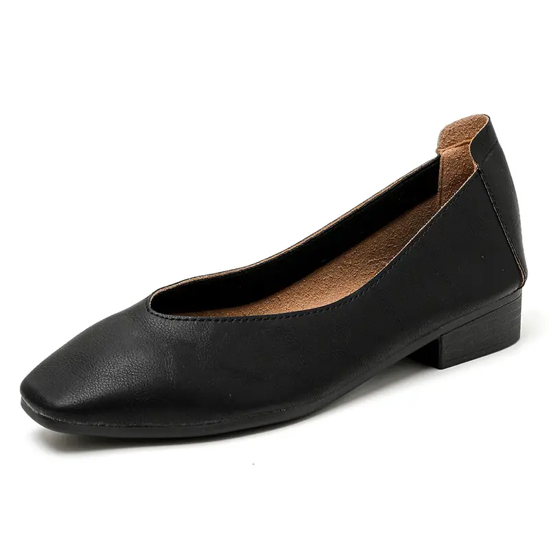 Commuter Milk Shoes Women's Retro Soft Leather V-Mouth Mid-Heel Fairy High Heels Women's Thick Heel Mary Jane Shoes Women's Shoes Women's Summer - Image 11