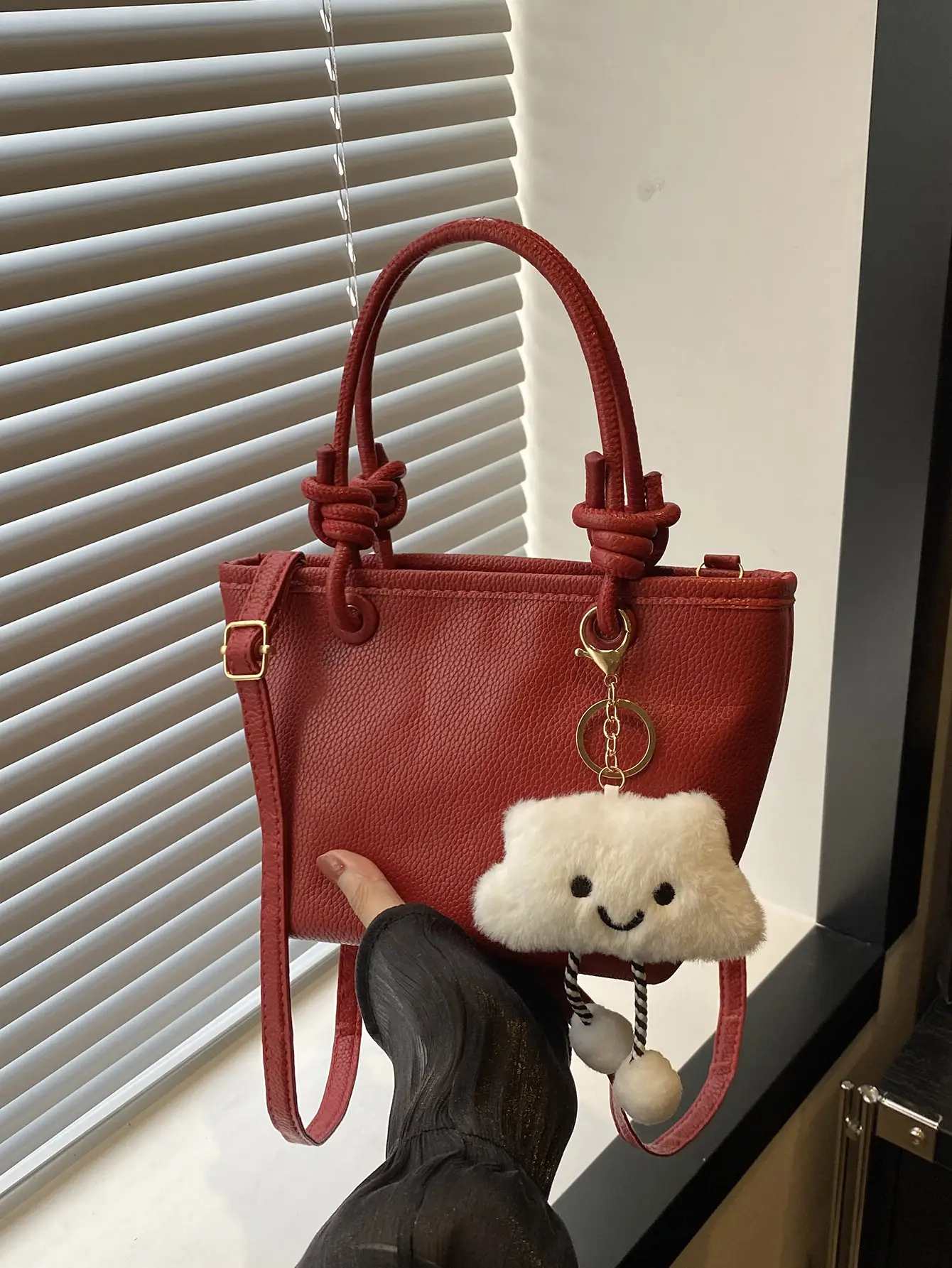 Women's One-Shoulder Crossbody Wedding Bag Brown with Cute Charm - Image 7