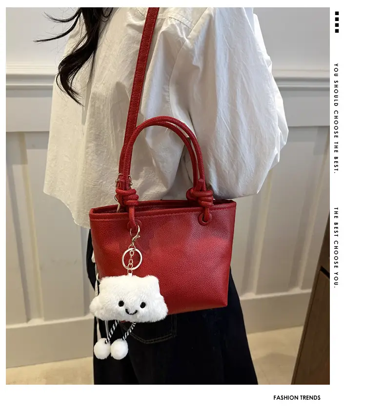 Women's One-Shoulder Crossbody Wedding Bag Brown with Cute Charm — feature 1