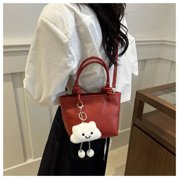 Women's One-Shoulder Crossbody Wedding Bag Brown with Cute Charm — feature 7