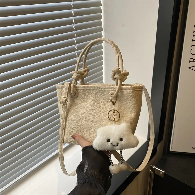 Women's One-Shoulder Crossbody Wedding Bag Brown with Cute Charm - Image 2
