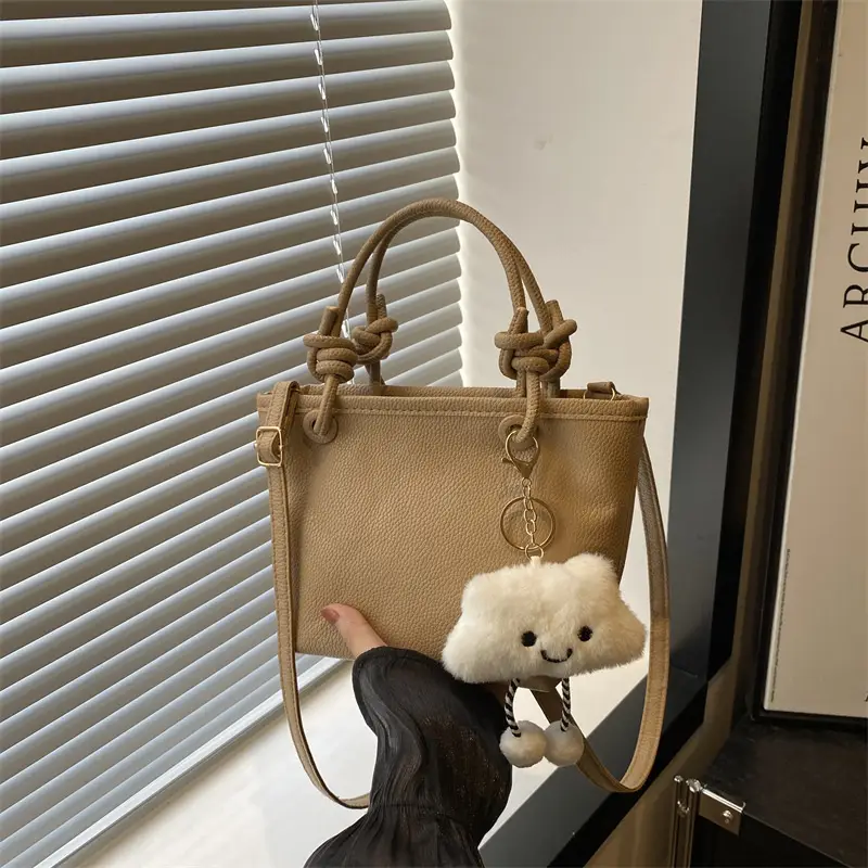 Women's One-Shoulder Crossbody Wedding Bag Brown with Cute Charm - Image 5