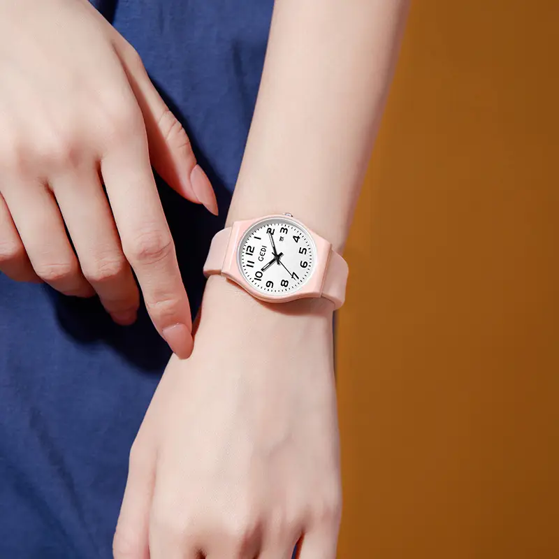 Candy Pink Silicone Calendar Watch for Girls - Image 8
