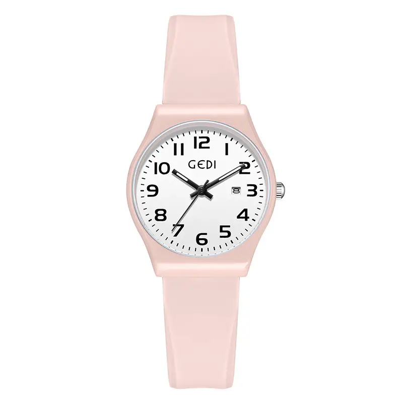 Candy Pink Silicone Calendar Watch for Girls - Image 4