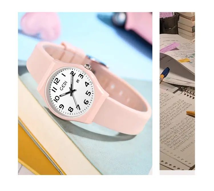 Candy Pink Silicone Calendar Watch for Girls — feature 3