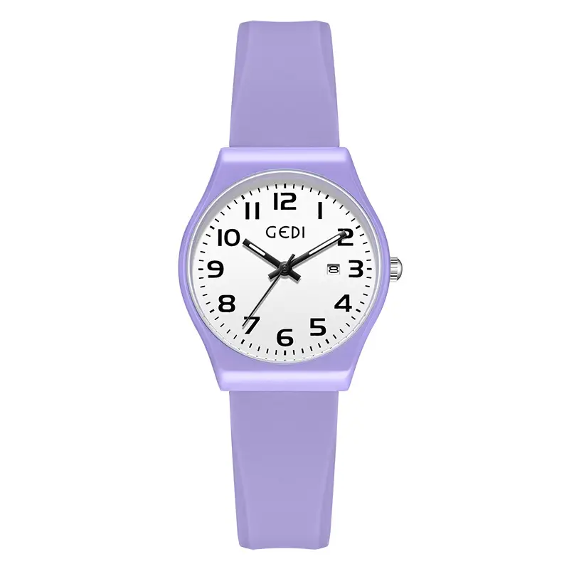 Candy Pink Silicone Calendar Watch for Girls - Image 2