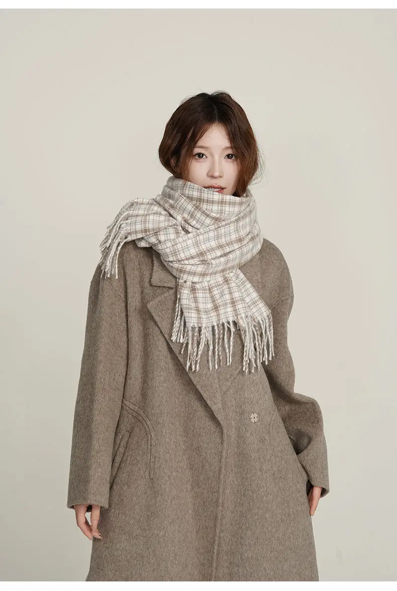 Women Plaid Cashmere Shawl Autumn Winter Warm — feature 9