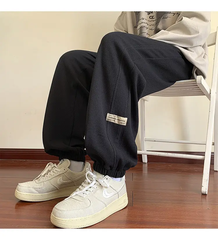 Boys Waffle Pants 2024 Autumn Loose Nine Point Plus Size — feature 32
