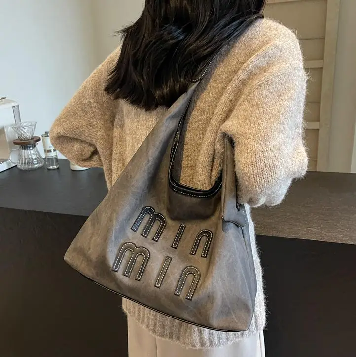 Women Denim Shoulder Bag Vintage Underarm Style Large Capacity - Image 6