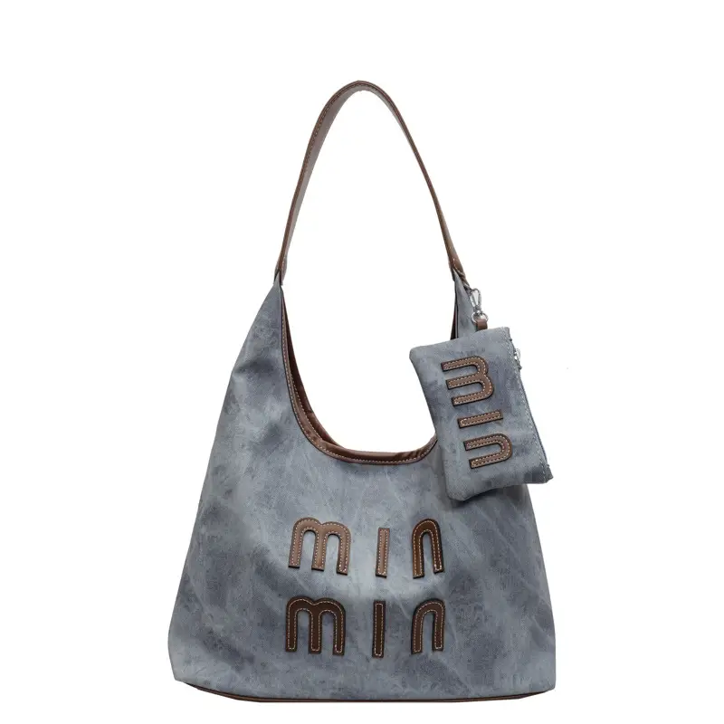 Women Denim Shoulder Bag Vintage Underarm Style Large Capacity - Image 8