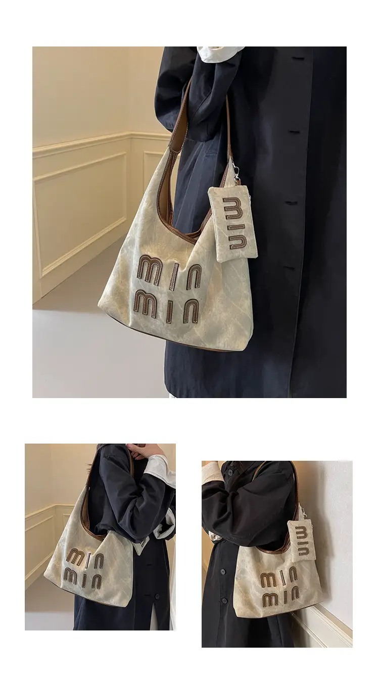 Women Denim Shoulder Bag Vintage Underarm Style Large Capacity — feature 11
