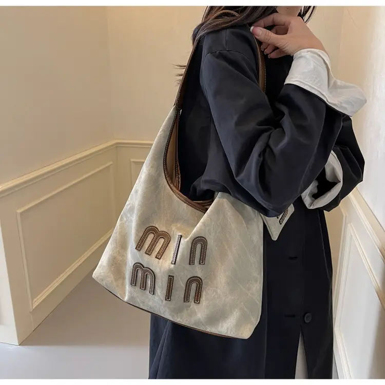 Women Denim Shoulder Bag Vintage Underarm Style Large Capacity — feature 14