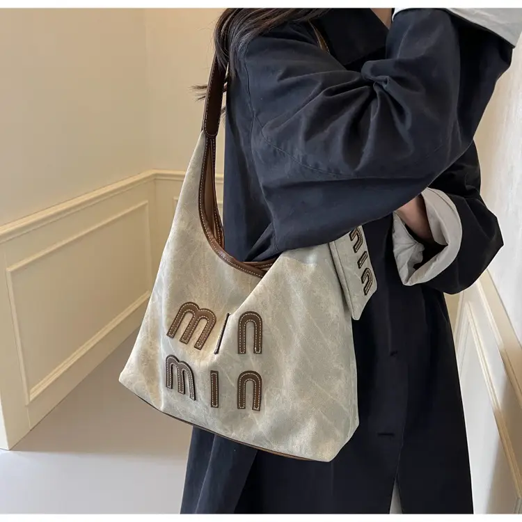 Women Denim Shoulder Bag Vintage Underarm Style Large Capacity — feature 17