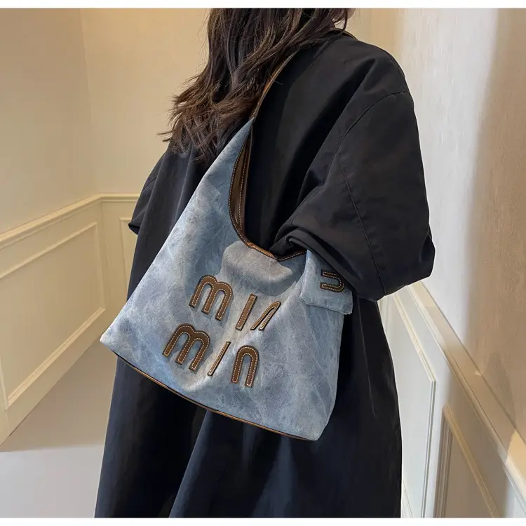 Women Denim Shoulder Bag Vintage Underarm Style Large Capacity — feature 20