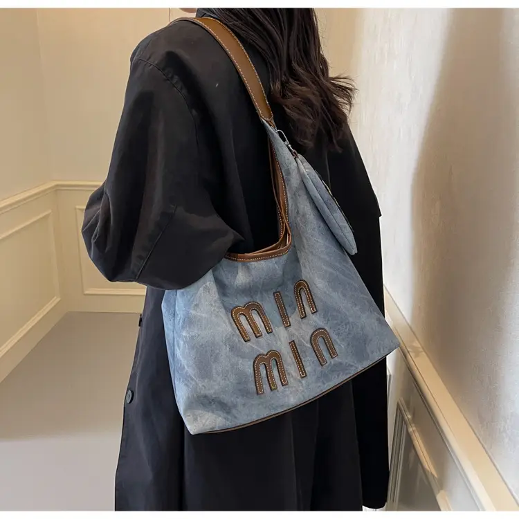 Women Denim Shoulder Bag Vintage Underarm Style Large Capacity — feature 21