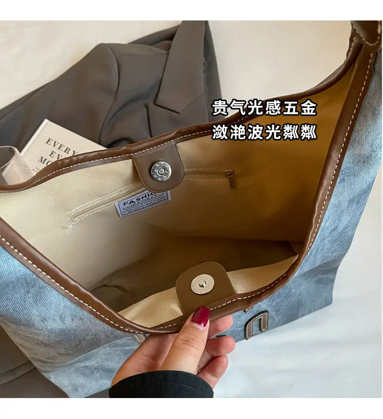 Women Denim Shoulder Bag Vintage Underarm Style Large Capacity — feature 4