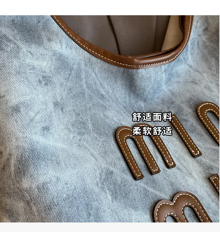 Women Denim Shoulder Bag Vintage Underarm Style Large Capacity — feature 7