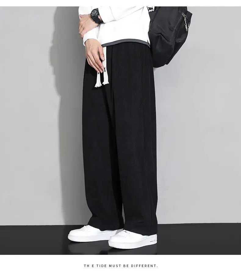 Men's Fleece Lined Wide Leg Pants Cream Winter — feature 10