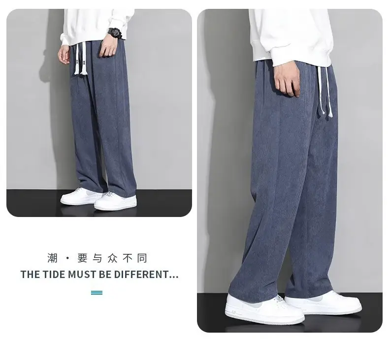Men's Fleece Lined Wide Leg Pants Cream Winter — feature 12