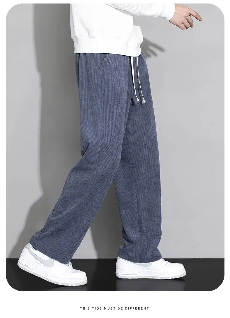 Men's Fleece Lined Wide Leg Pants Cream Winter — feature 13