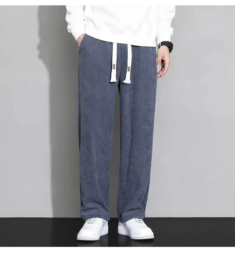 Men's Fleece Lined Wide Leg Pants Cream Winter — feature 14
