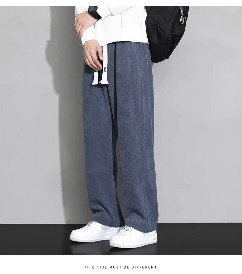 Men's Fleece Lined Wide Leg Pants Cream Winter — feature 15