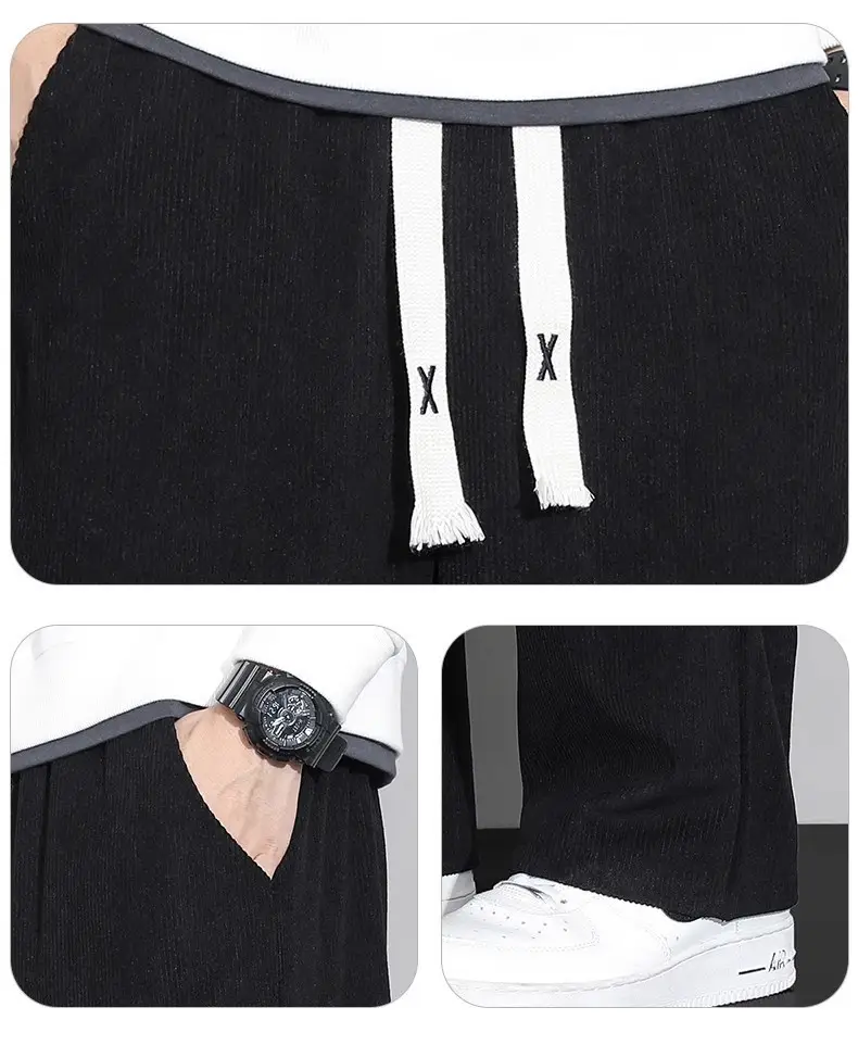 Men's Fleece Lined Wide Leg Pants Cream Winter — feature 4