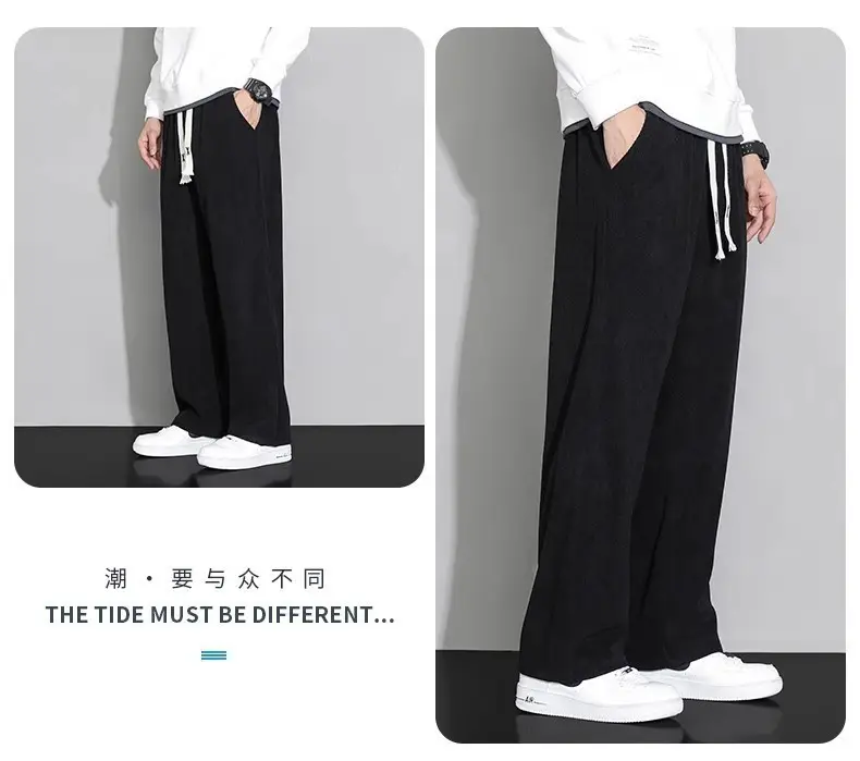 Men's Fleece Lined Wide Leg Pants Cream Winter — feature 7